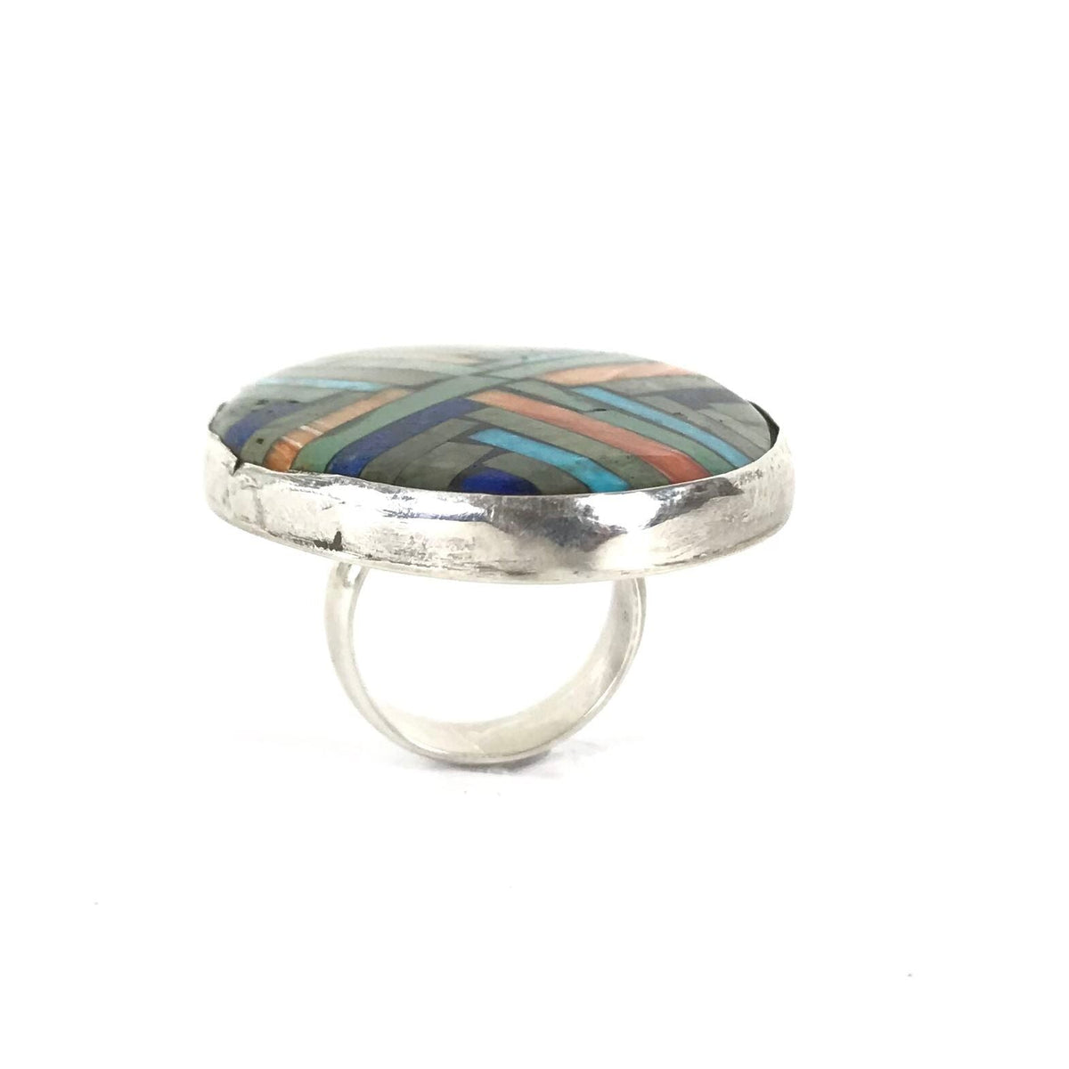 Joe and Angie Reano Turquoise Multi-Gemstone Mosaic Inlay Ring