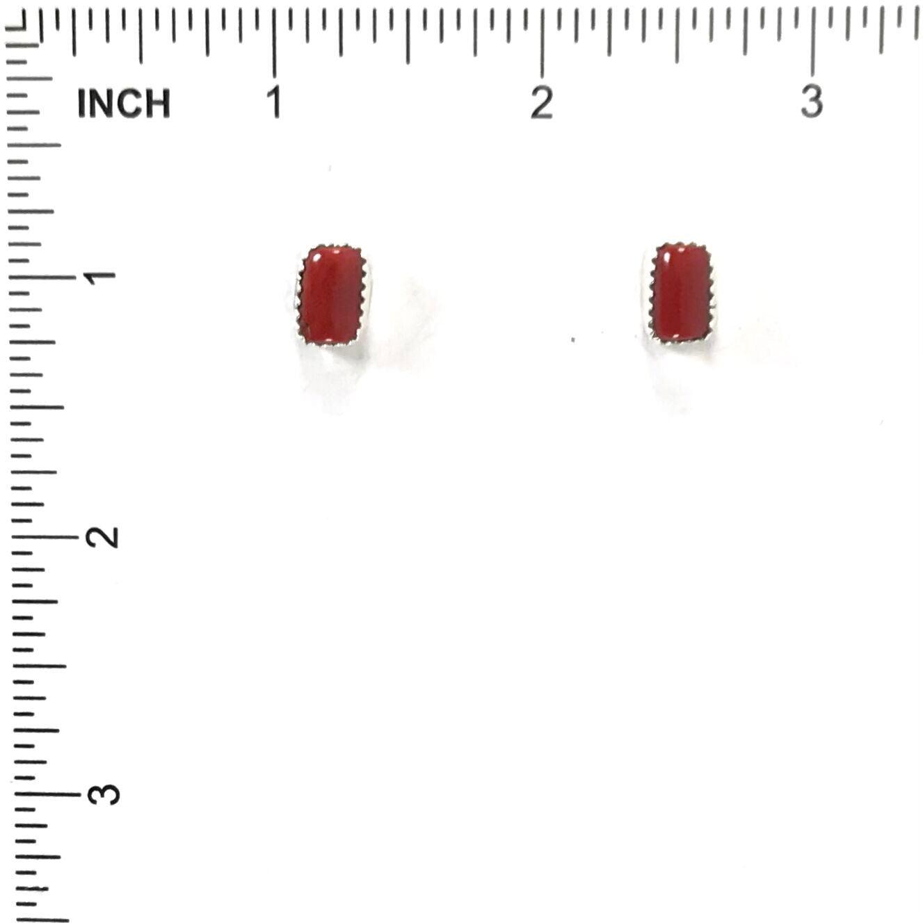 Small Rectangle Coral Post Earrings-Indian Pueblo Store