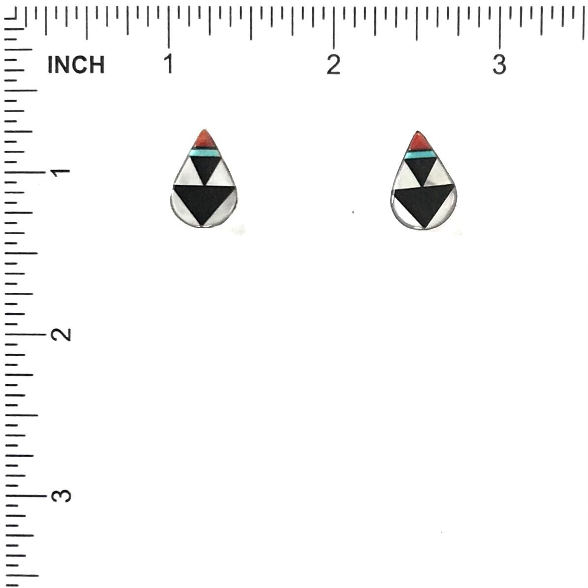 James Cheama Multi-gemstone Teardrop Inlay Earrings-Indian Pueblo Store