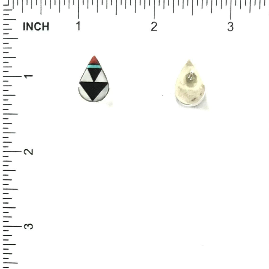 James Cheama Multi-gemstone Teardrop Inlay Earrings-Indian Pueblo Store