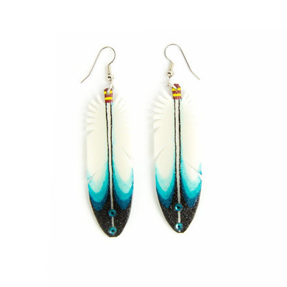 Dominic Arquero Rawhide Eagle Feather Earrings-Indian Pueblo Store