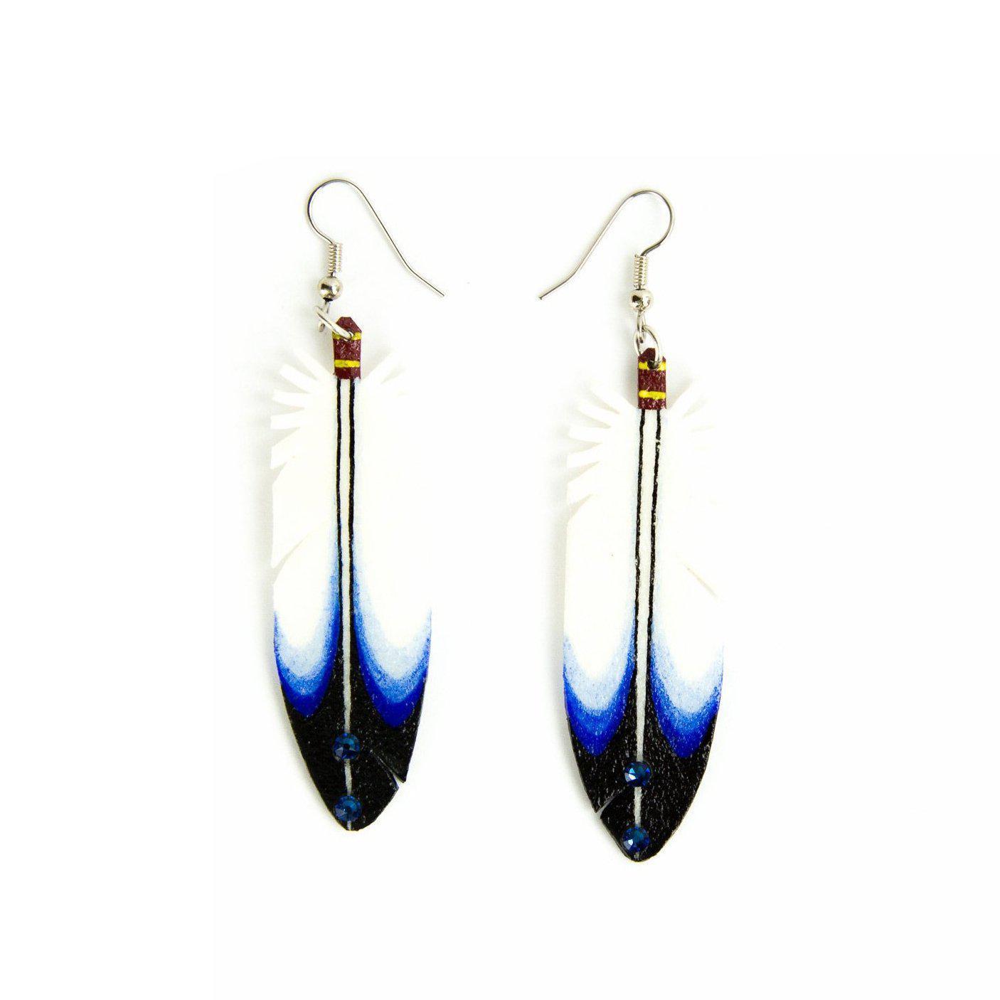 Dominic Arquero Rawhide Eagle Feather Earrings-Indian Pueblo Store