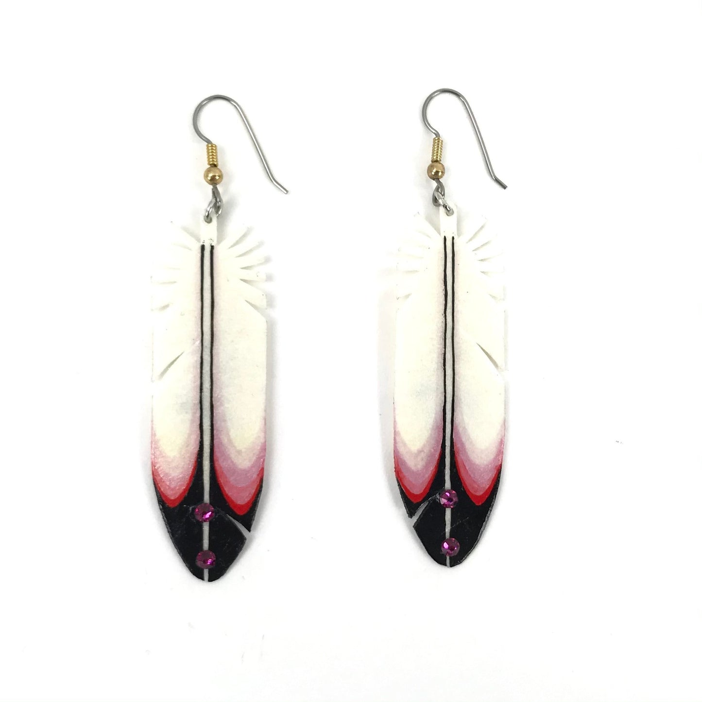 Dominic Arquero Rawhide Eagle Feather Earrings-Indian Pueblo Store