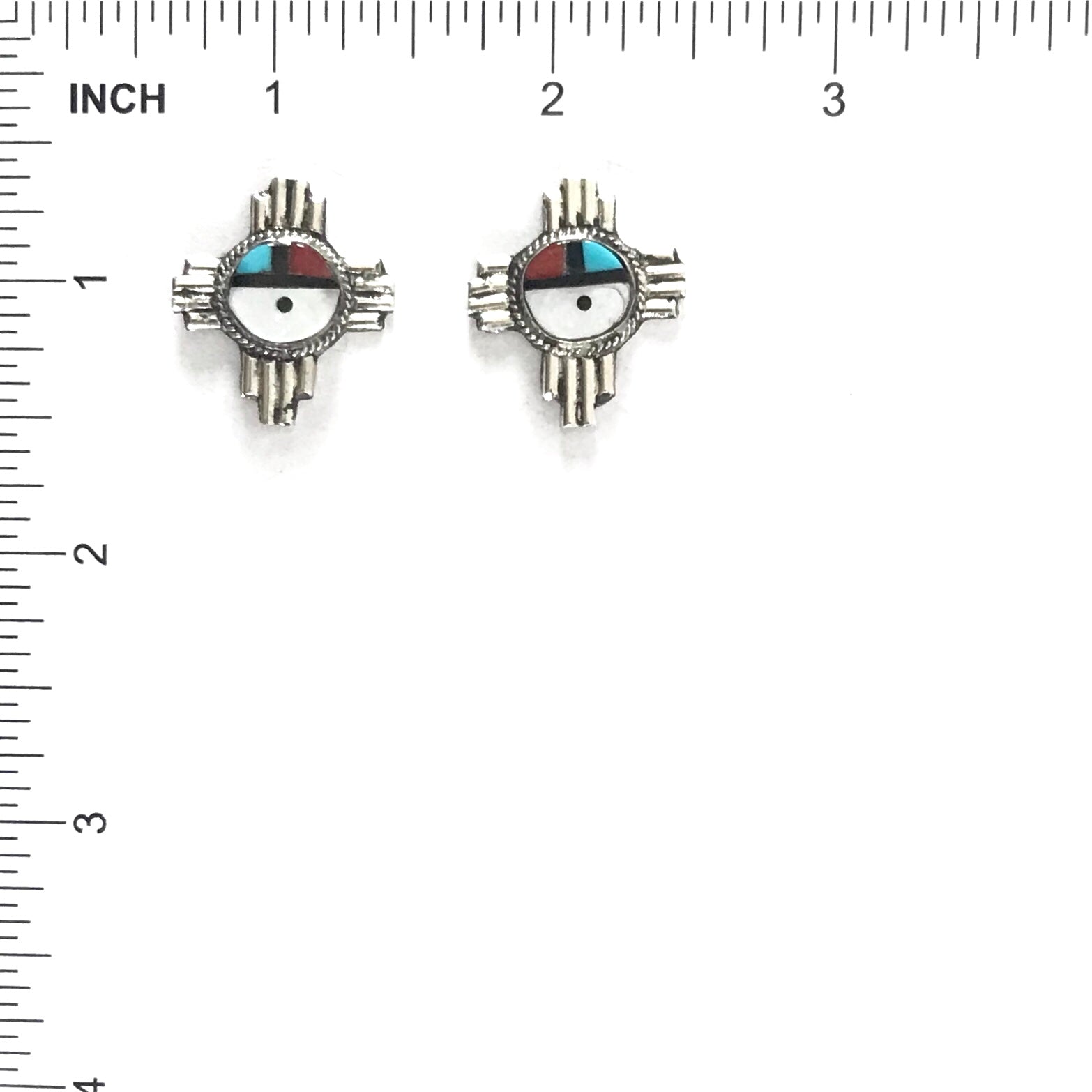 Clifford Cheama Zia Sun Symbol Post Earrings-Indian Pueblo Store