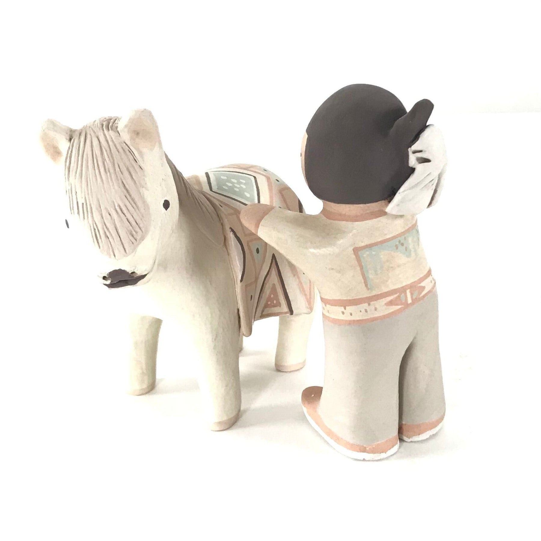 Stella Teller 2Pc Male and Horse Storyteller Figurine-Indian Pueblo Store