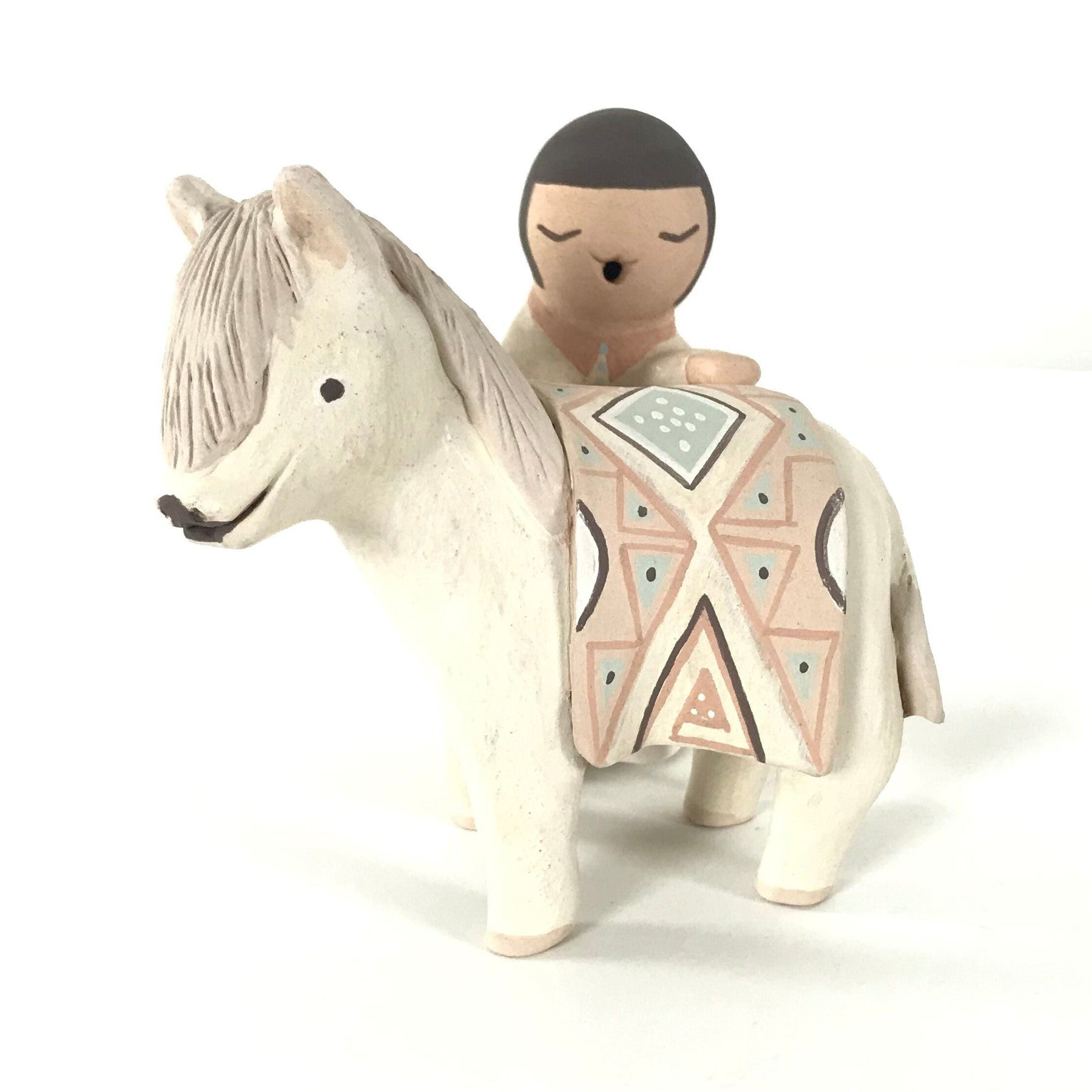 Stella Teller 2Pc Male and Horse Storyteller Figurine-Indian Pueblo Store