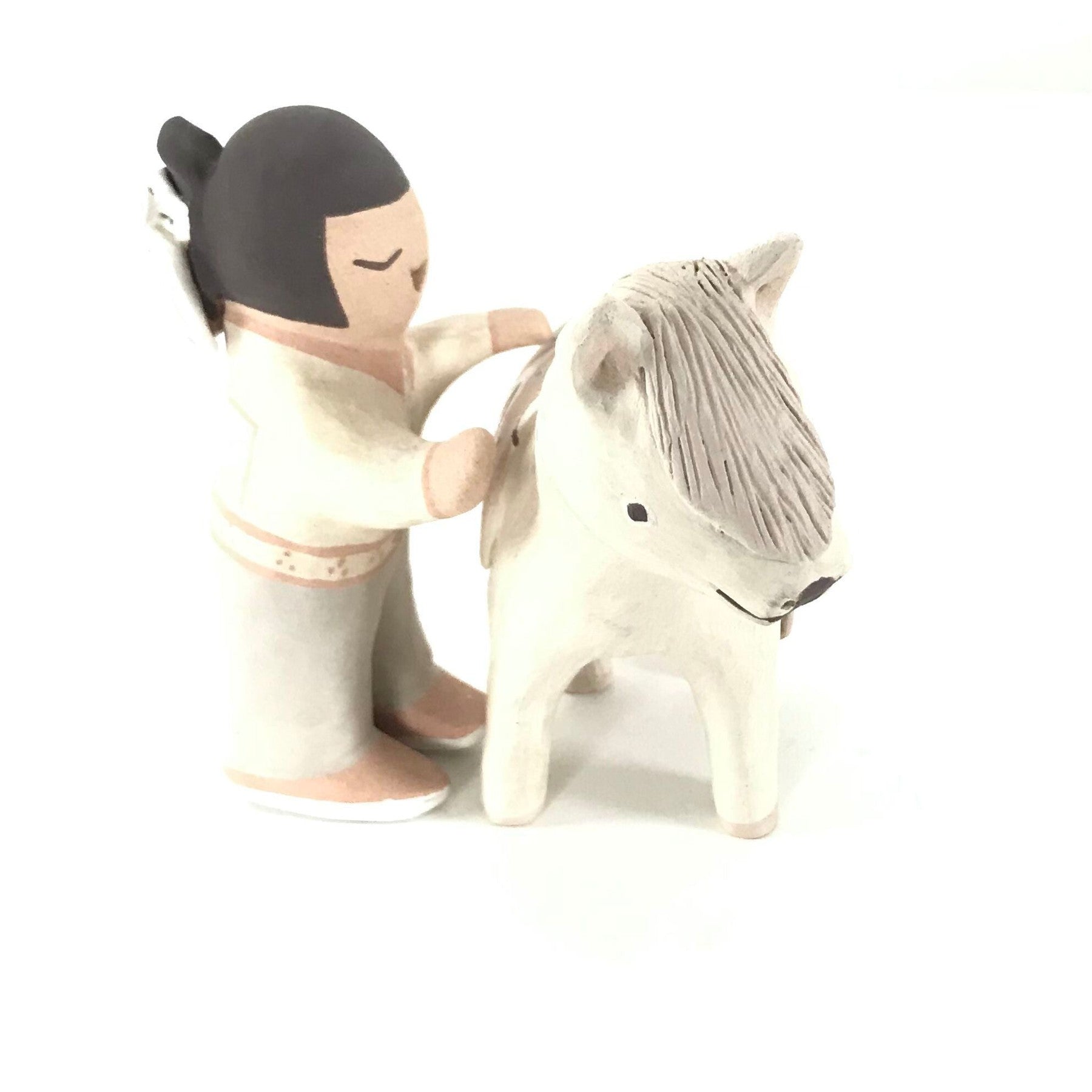 Stella Teller 2Pc Male and Horse Storyteller Figurine-Indian Pueblo Store