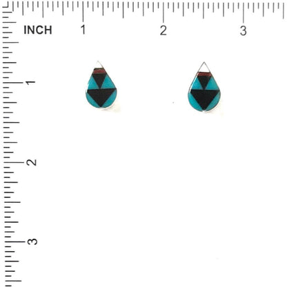 James Cheama Multi-gemstone Teardrop Inlay Earrings-Indian Pueblo Store