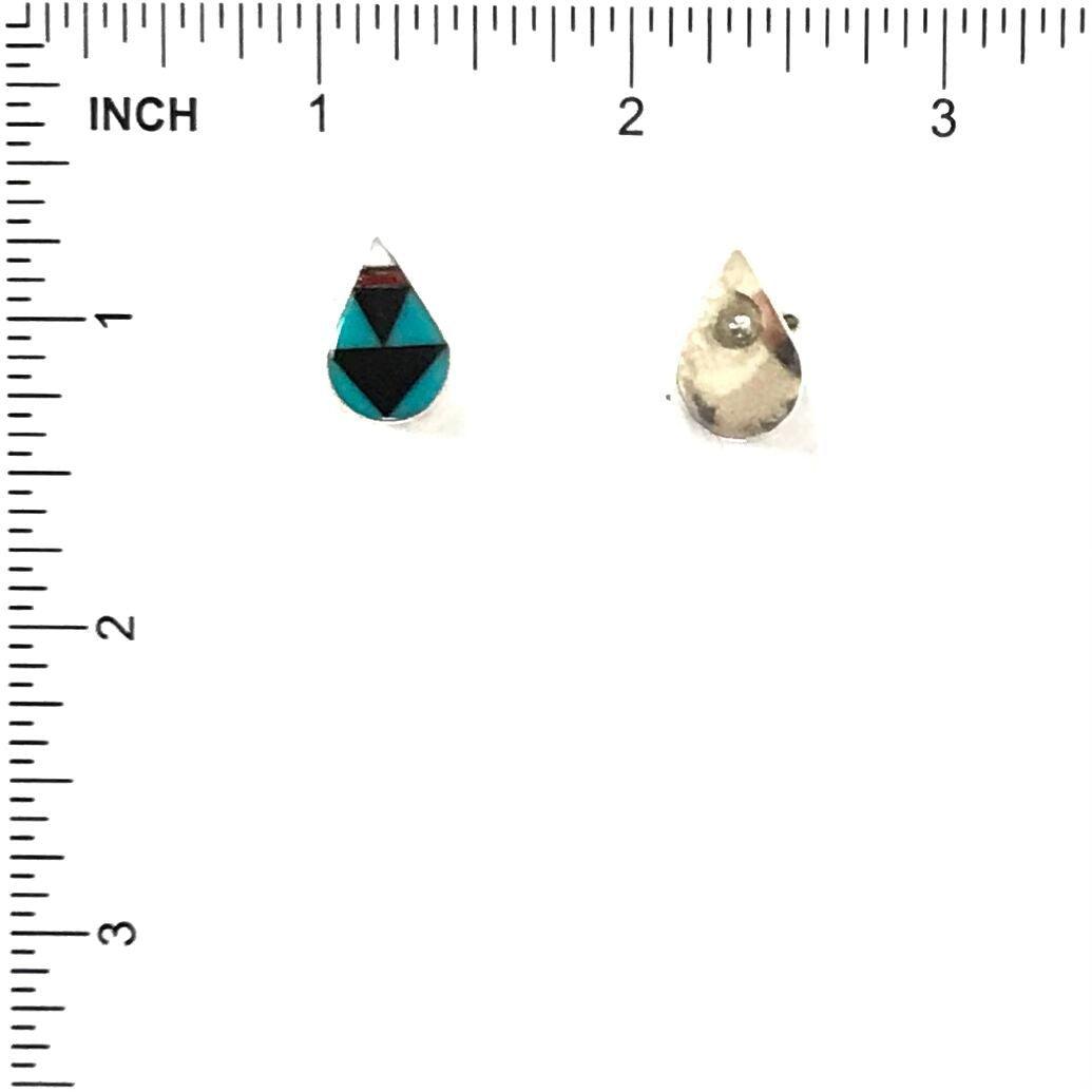 James Cheama Multi-gemstone Teardrop Inlay Earrings-Indian Pueblo Store