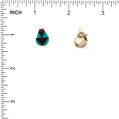 James Cheama Multi-gemstone Teardrop Inlay Earrings-Indian Pueblo Store