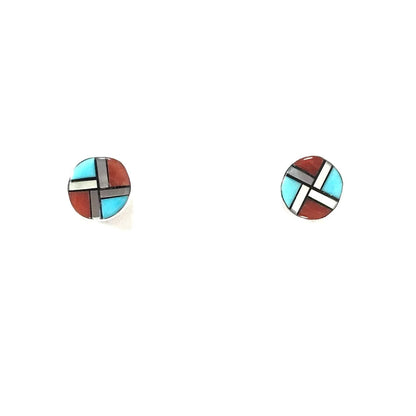 Tyrone Martinez Turquoise Multi-Gemstone Inlay Earring-Indian Pueblo Store