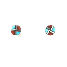 Load image into Gallery viewer, Tyrone Martinez Turquoise Multi-Gemstone Inlay Earring-Indian Pueblo Store
