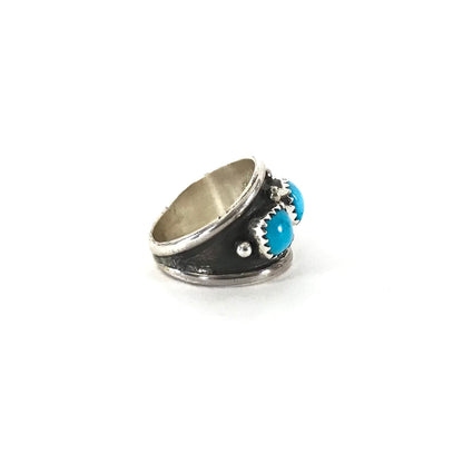 Julia Etsitty Turquoise Three Stone Band Ring-Indian Pueblo Store