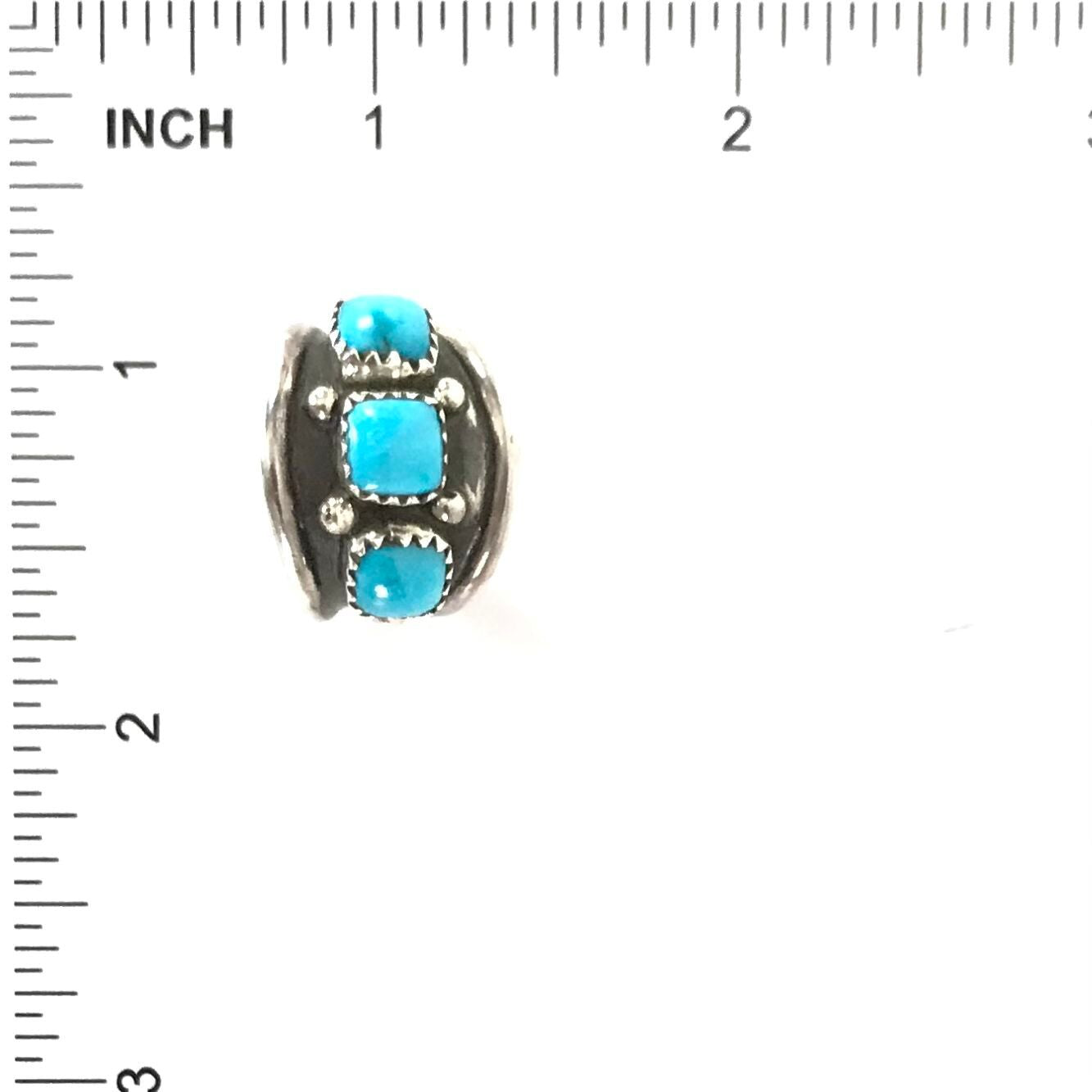 Julia Etsitty Turquoise Three Stone Band Ring-Indian Pueblo Store