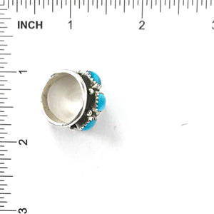 Julia Etsitty Turquoise Three Stone Band Ring-Indian Pueblo Store