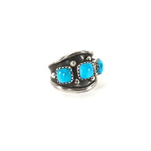 Load image into Gallery viewer, Julia Etsitty Turquoise Three Stone Band Ring-Indian Pueblo Store
