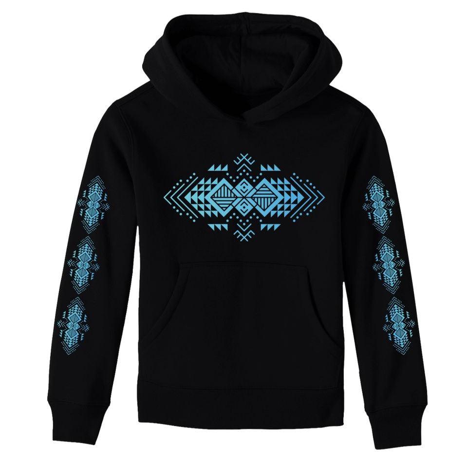 Black Native American Design Hooded Sweatshirt-Indian Pueblo Store