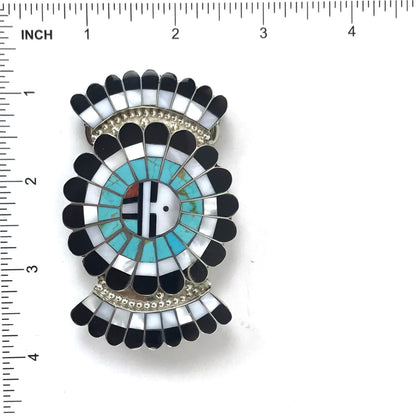 Jose and Dora Massie Sunface Inlay Buckle-Indian Pueblo Store