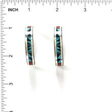 Load image into Gallery viewer, Ralph Weahkee Multi-Gemstone Inlay Half Hoop Earrings-Indian Pueblo Store
