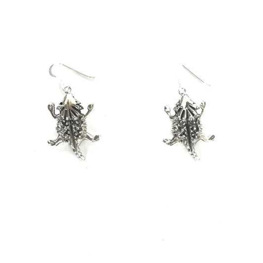 Sterling Silver Horned Toads Dangle Earring-Indian Pueblo Store