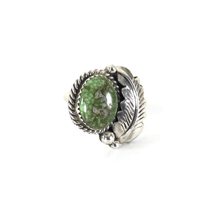 Julia Etsitty Green Turquoise Leaf Ring-Indian Pueblo Store