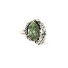 Load image into Gallery viewer, Julia Etsitty Green Turquoise Leaf Ring-Indian Pueblo Store
