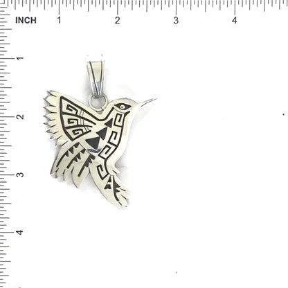 Sonny Gene Sterling Silver Overlay Hummingbird Pendant-Indian Pueblo Store