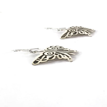 Sterling Silver Overlay Butterfly Dangle Earrings-Indian Pueblo Store