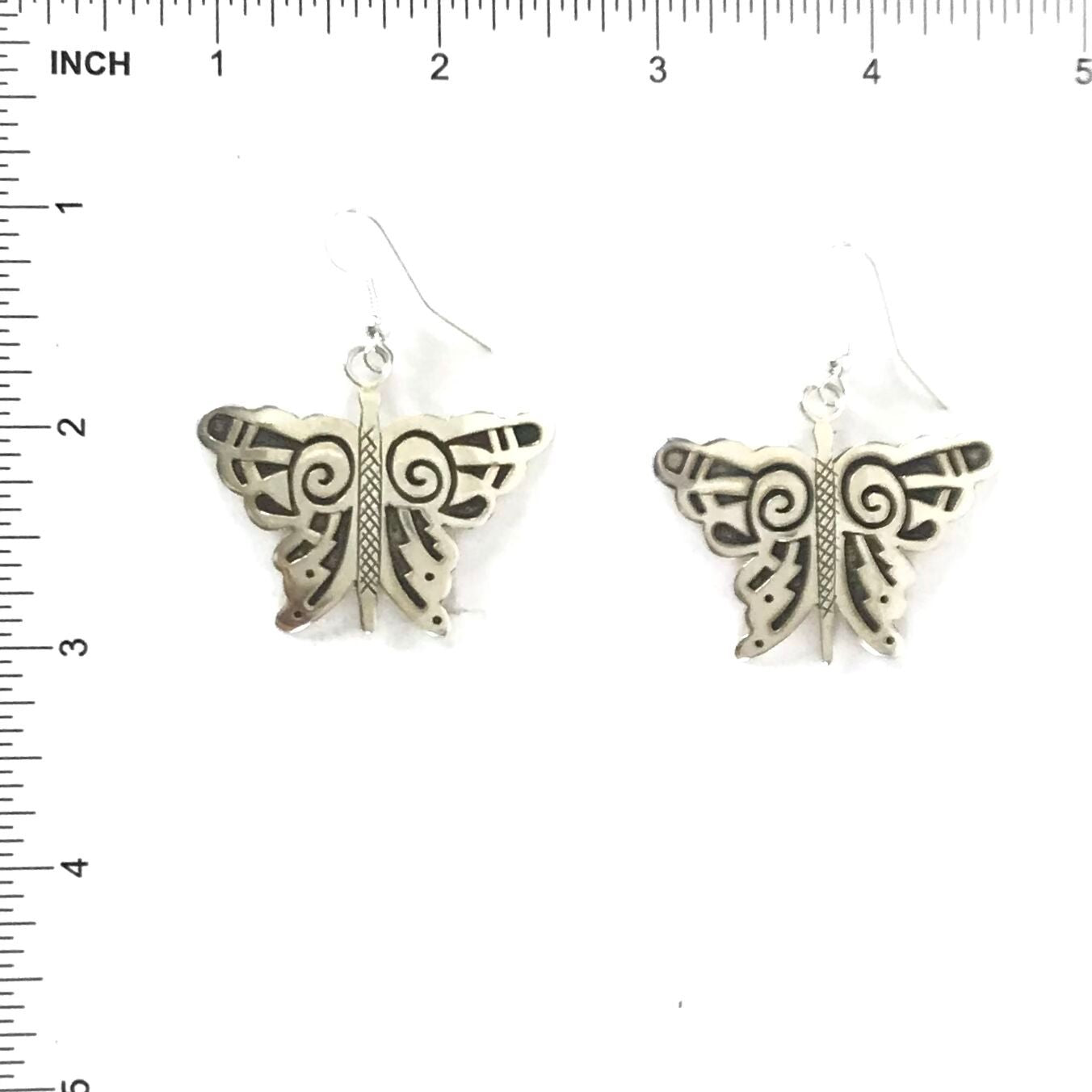 Sterling Silver Overlay Butterfly Dangle Earrings-Indian Pueblo Store