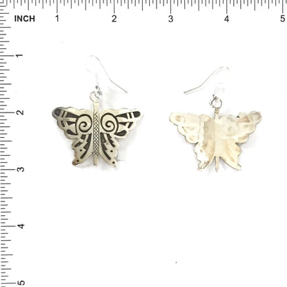 Sterling Silver Overlay Butterfly Dangle Earrings-Indian Pueblo Store