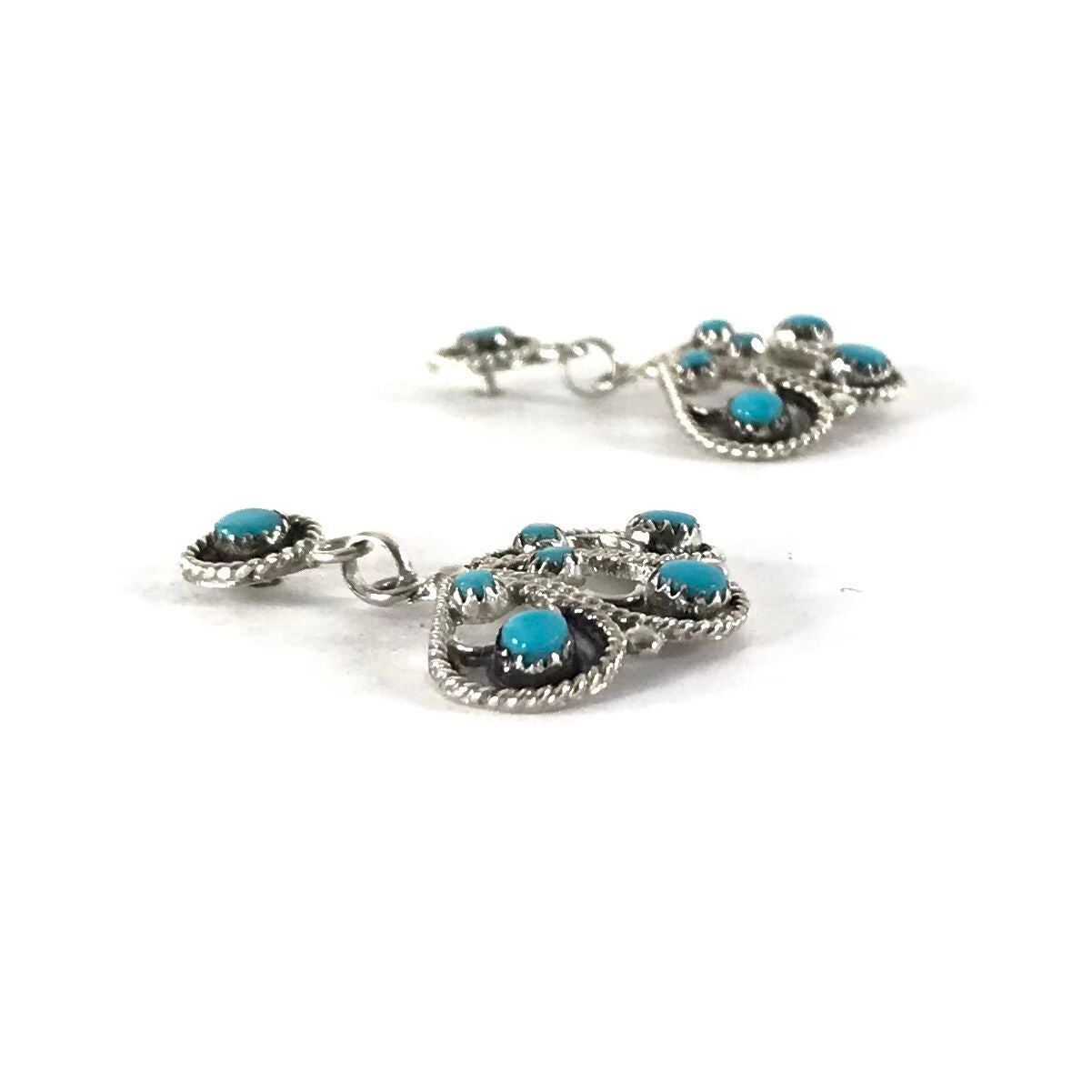 Murry and Arlene Tsattie Turquoise Petit Point Drop Earrings-Indian Pueblo Store