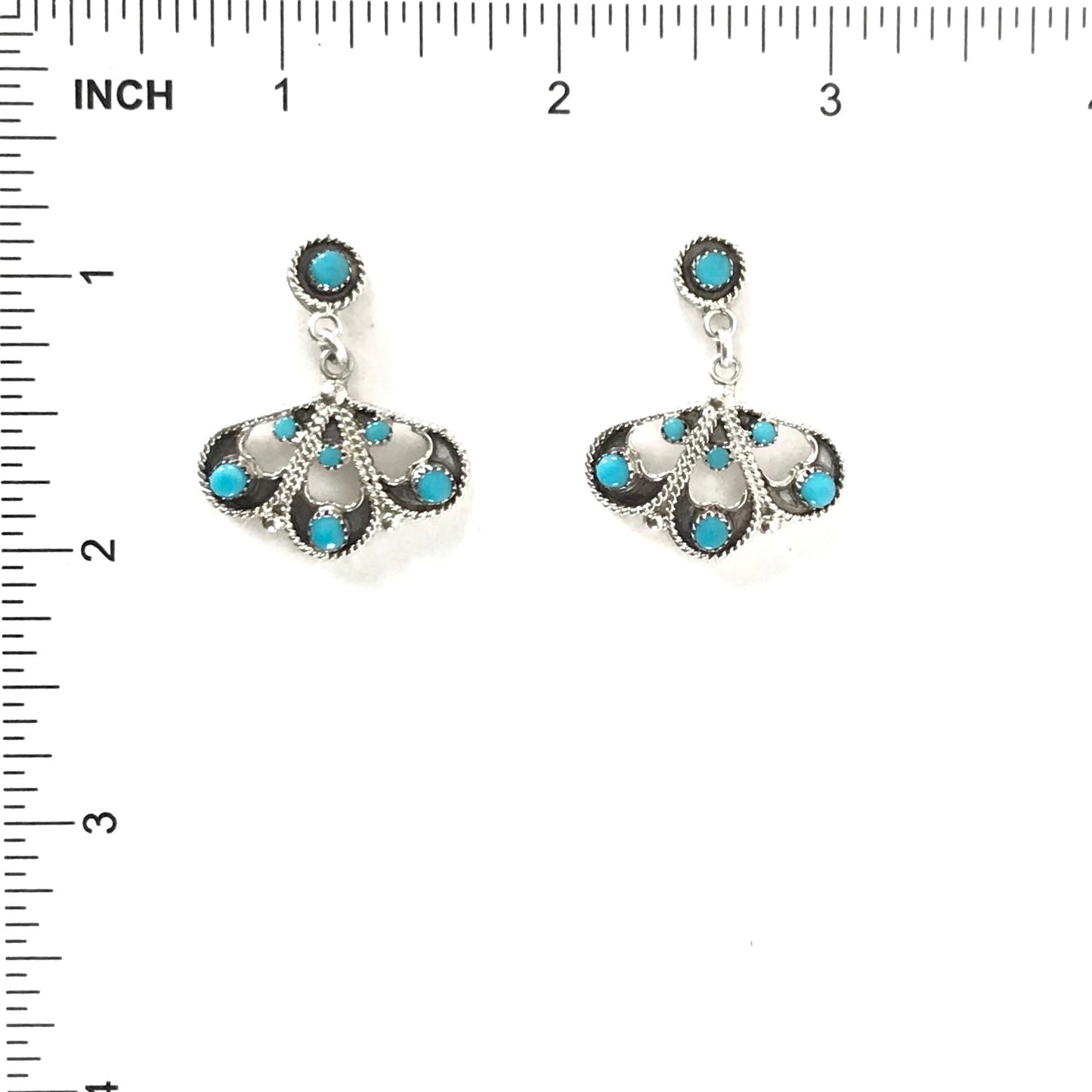 Murry and Arlene Tsattie Turquoise Petit Point Drop Earrings-Indian Pueblo Store