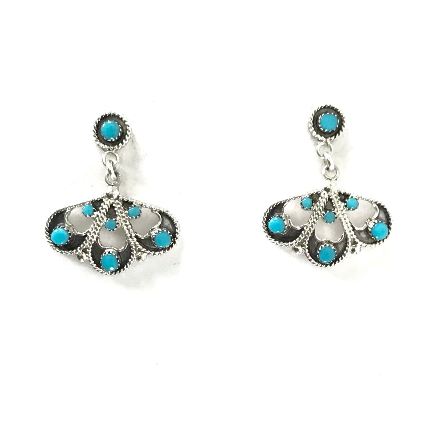 Murry and Arlene Tsattie Turquoise Petit Point Drop Earrings-Indian Pueblo Store