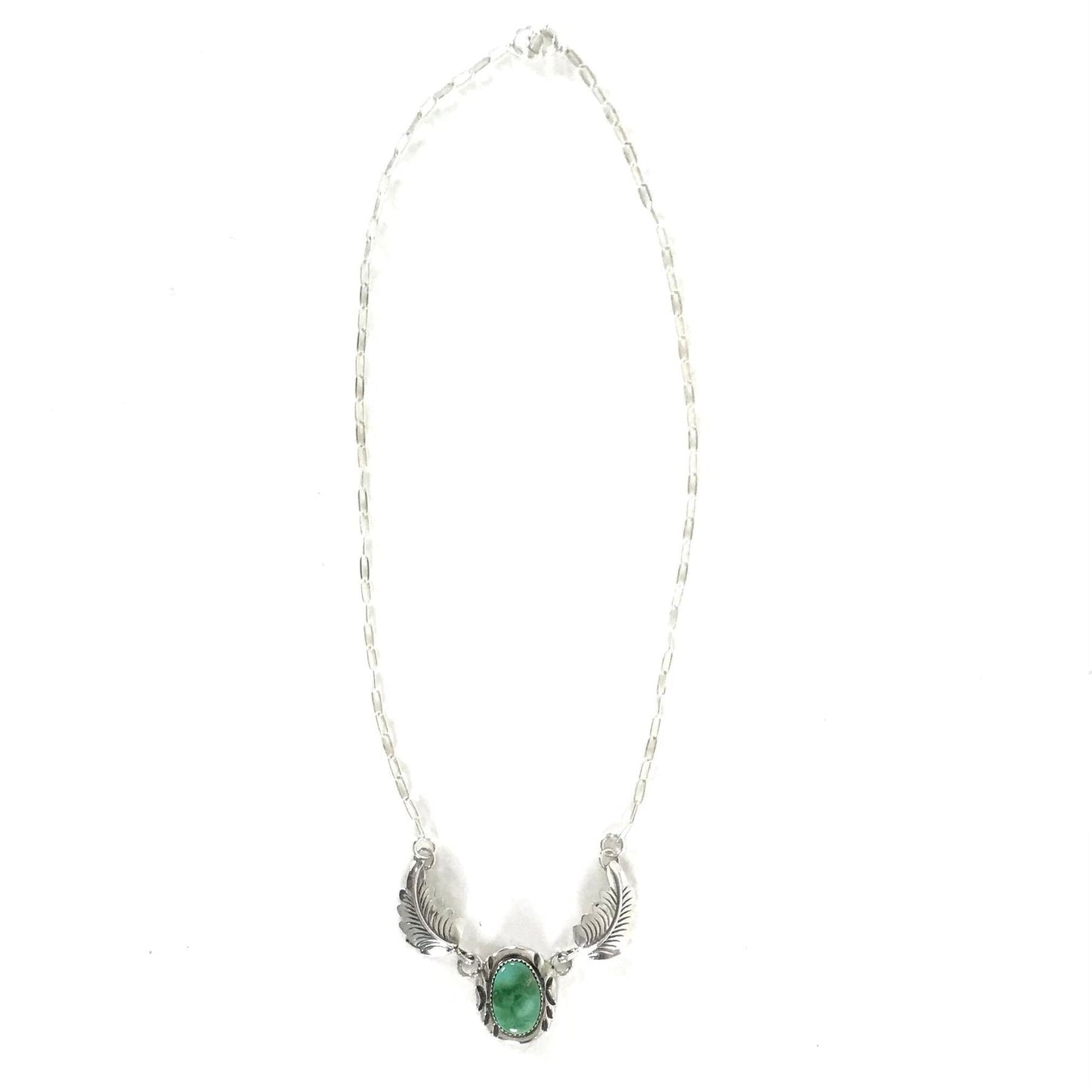 Julia Etsitty Green Turquoise Leaf Necklace-Indian Pueblo Store