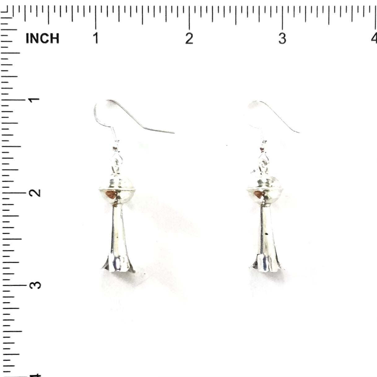 Lenora Garcia Sterling Small Silver Squash Blossom Earrings-Indian Pueblo Store