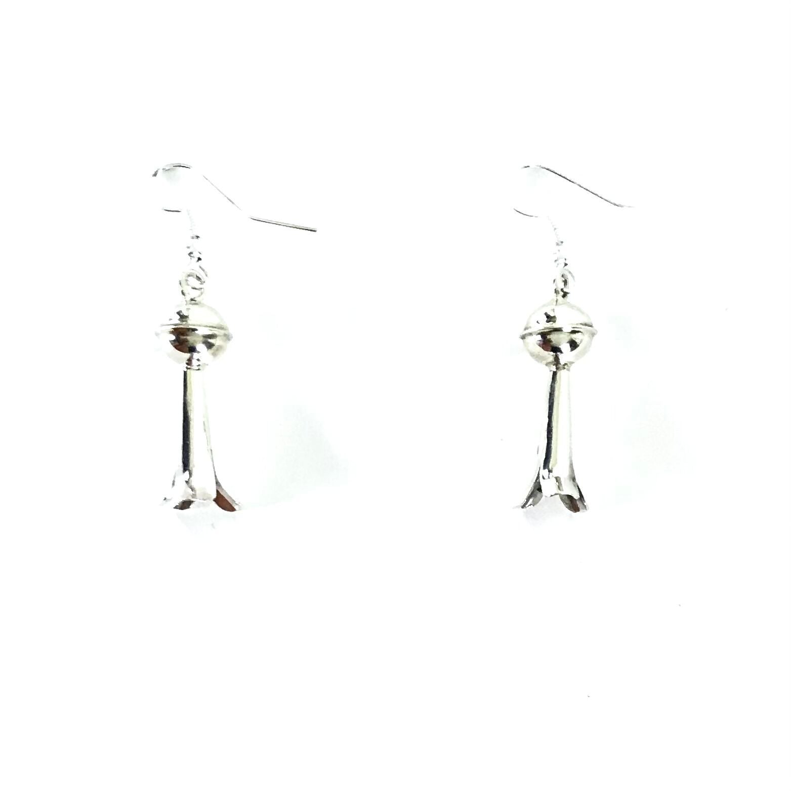 Lenora Garcia Sterling Small Silver Squash Blossom Earrings-Indian Pueblo Store