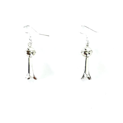 Lenora Garcia Sterling Small Silver Squash Blossom Earrings-Indian Pueblo Store