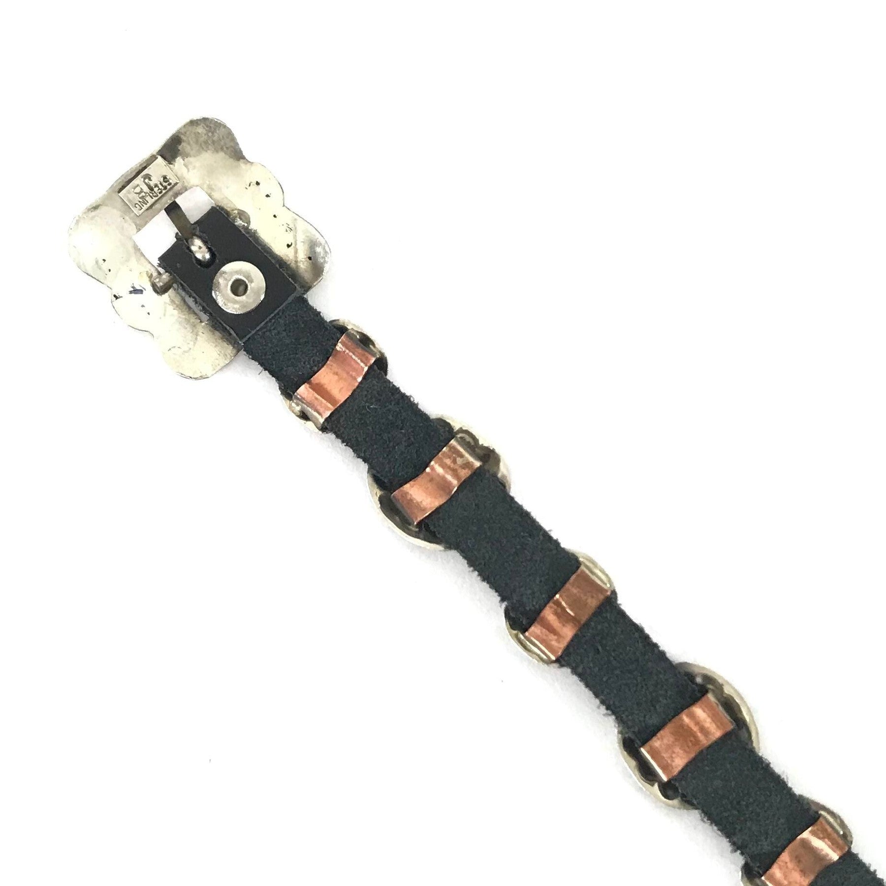 Joan Begay Sterling Silver Concho Leather Bracelet-Indian Pueblo Store