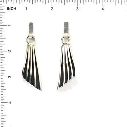 Tom Hawk Sterling Silver Channel Asymmetrical Drop Earrings-Indian Pueblo Store