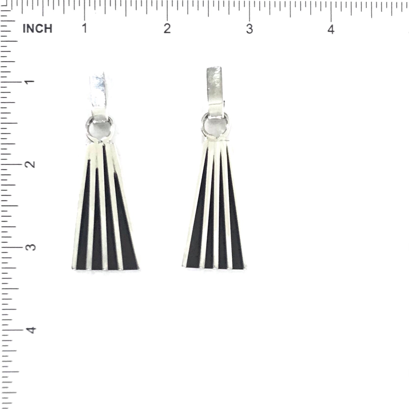 Tom Hawk Sterling Silver Channel Fan Drop Earrings-Indian Pueblo Store