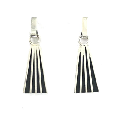 Tom Hawk Sterling Silver Channel Fan Drop Earrings-Indian Pueblo Store