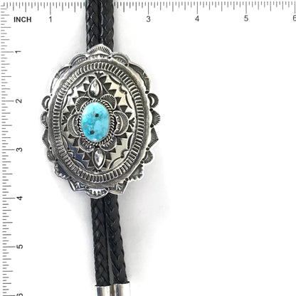 Leonard Maloney Sonoran Turquoise Stamp Bolo-Indian Pueblo Store