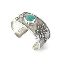 Load image into Gallery viewer, Cordell Pajarito Tufa Cast Dragonfly and Floral Turquoise Bracelet-Indian Pueblo Store
