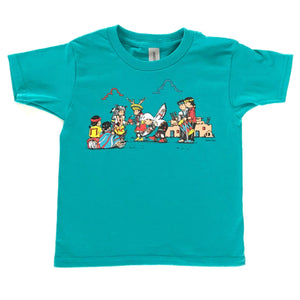 Tewa Tee Pueblo Kid Dancer Youth T-shirt-Indian Pueblo Store