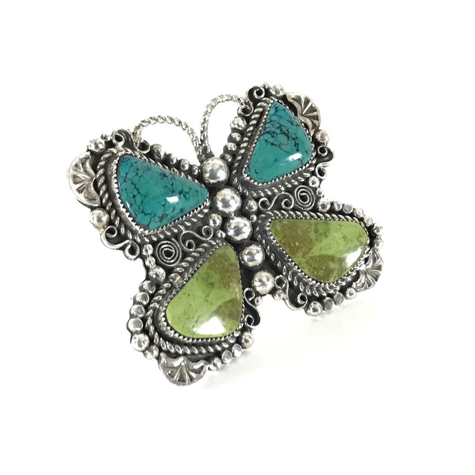 Sandra Parkett Turquoise and Gaspeite Butterfly Ring-Indian Pueblo Store