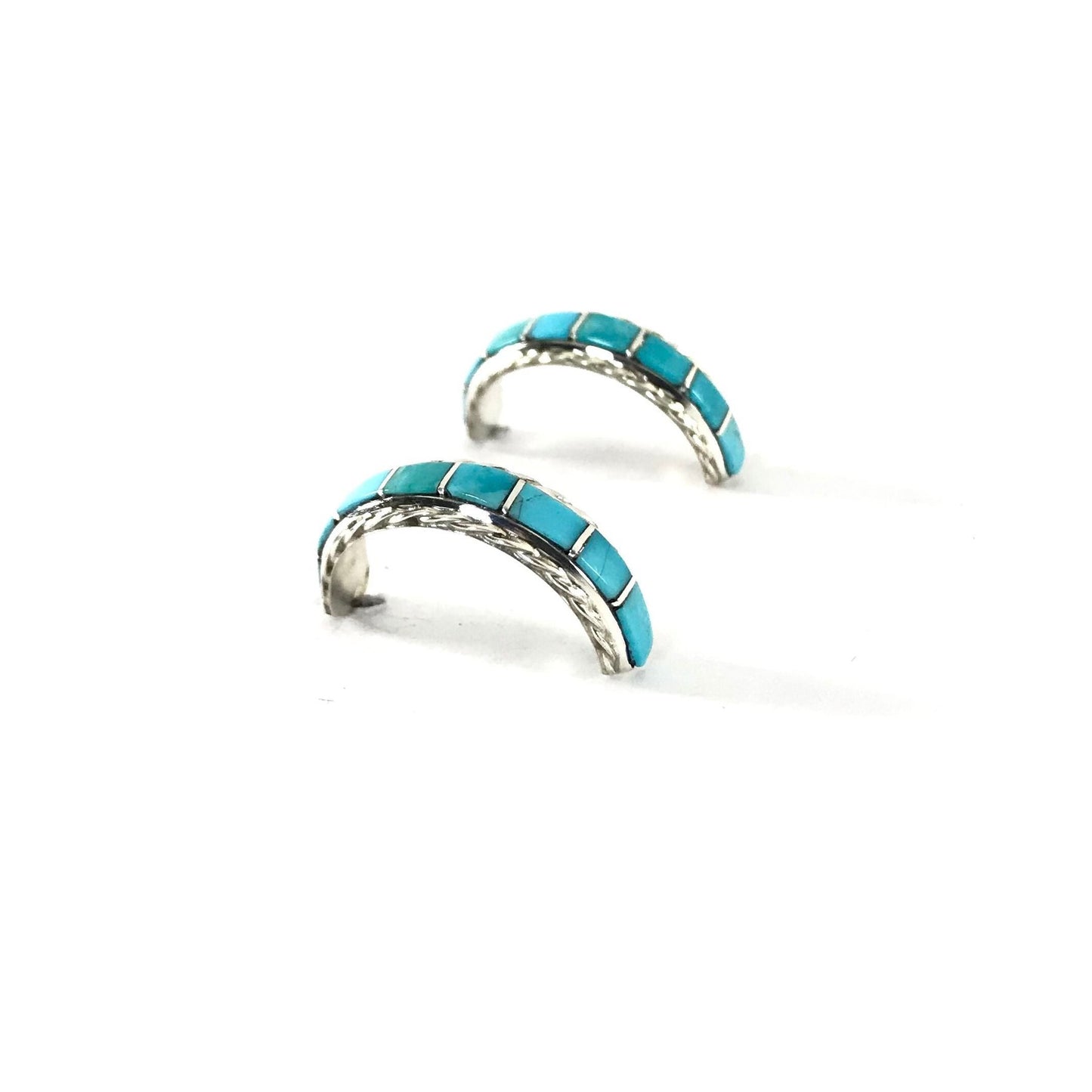 Malcolm Chavez Turquoise Half Hoop Earrings-Indian Pueblo Store