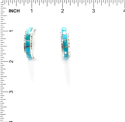 Malcolm Chavez Turquoise Half Hoop Earrings-Indian Pueblo Store