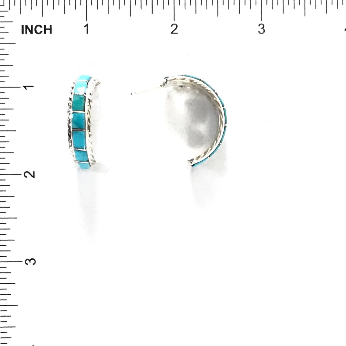 Malcolm Chavez Turquoise Half Hoop Earrings-Indian Pueblo Store