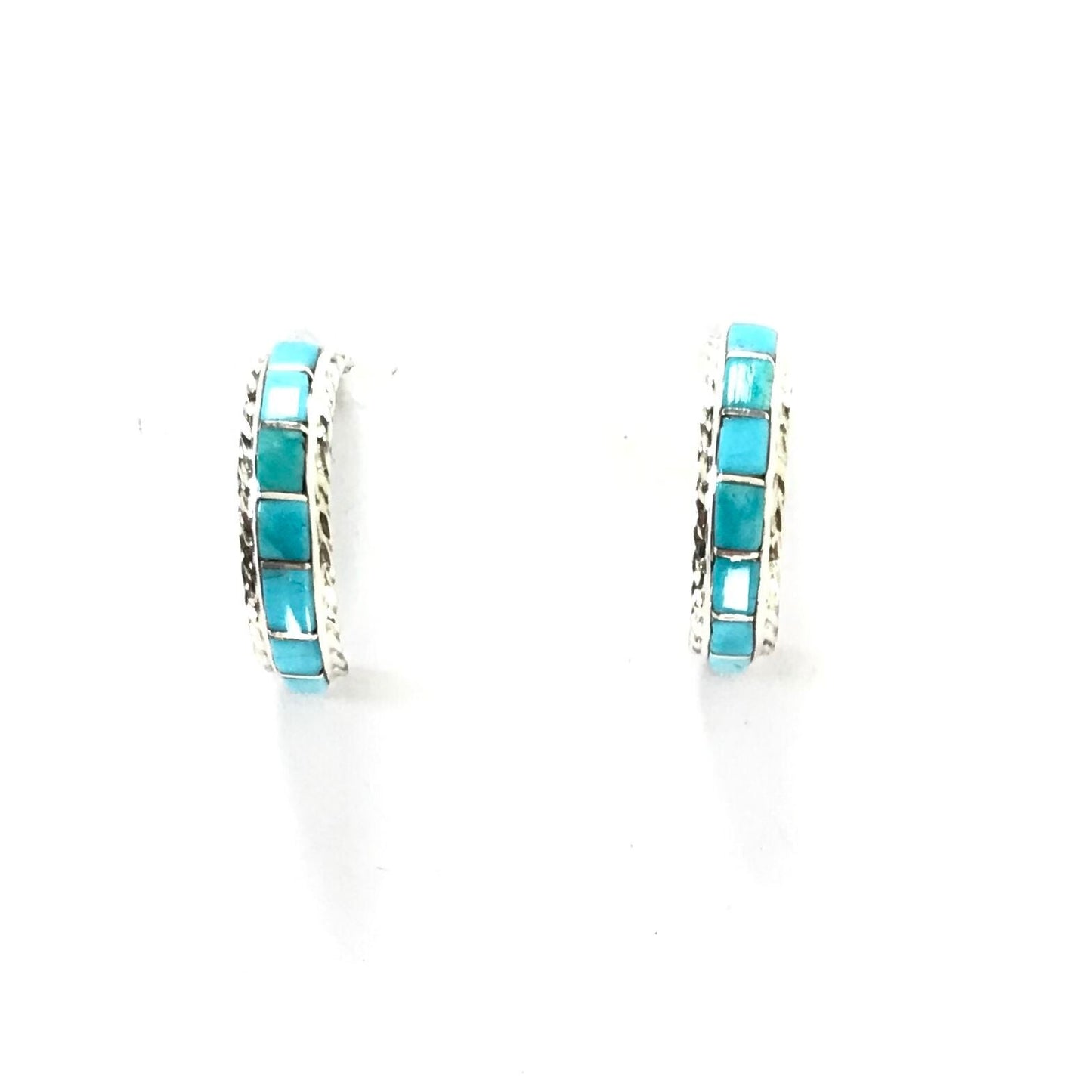 Malcolm Chavez Turquoise Half Hoop Earrings-Indian Pueblo Store