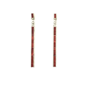 Ricky Booqua Long Channel Inlay Dangle Earrings-Indian Pueblo Store